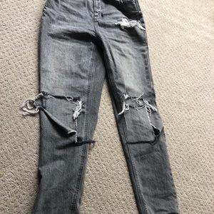 gray american eagle mom jeans
